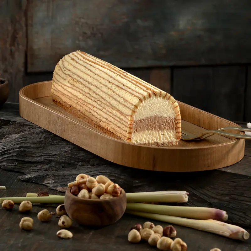 Baumkuchenterrine Nusskrokant Zitronengras - Bonnevit Feinbäckerei